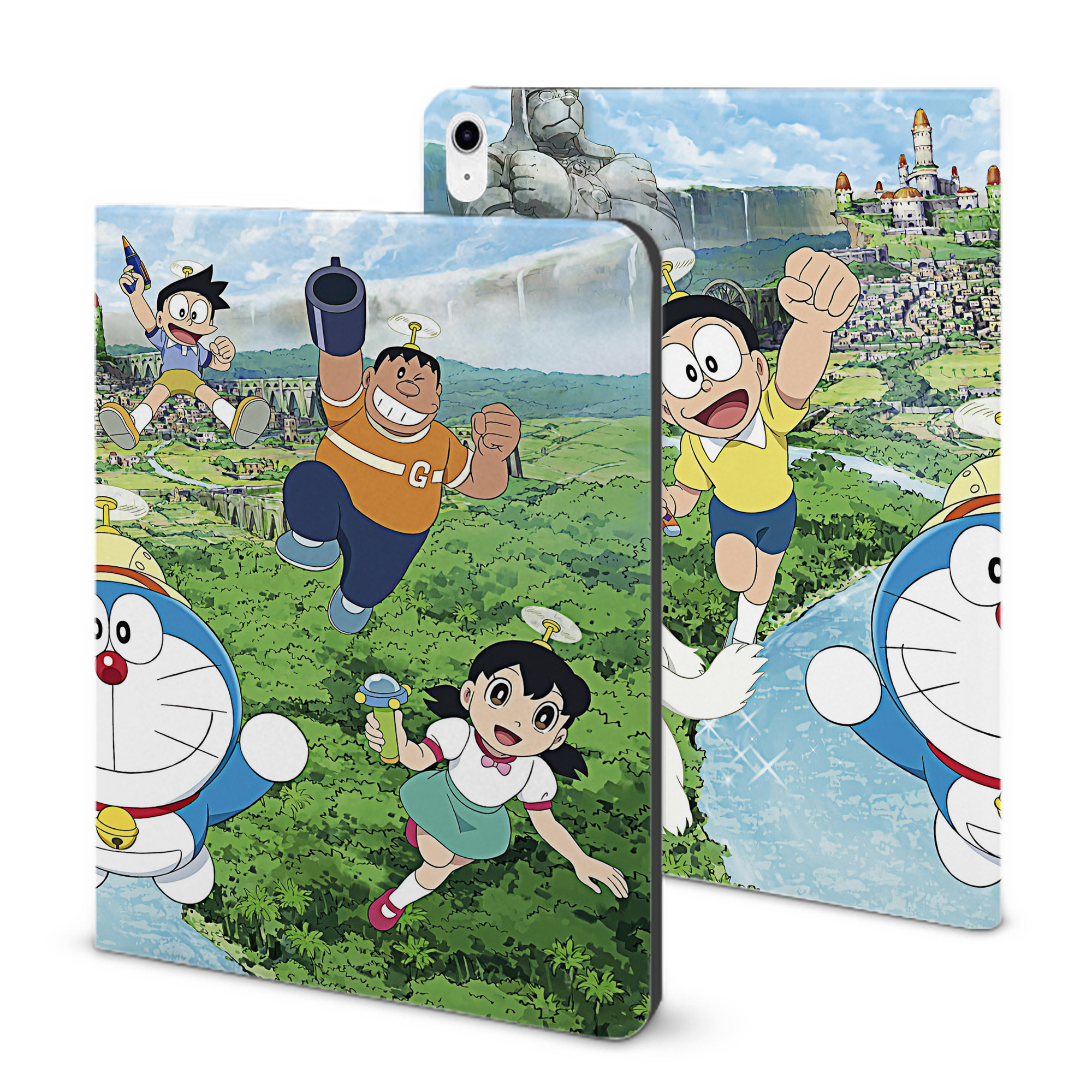 （画像用） ドラえもん Doraemon IPad ケース ブック型 PUレザー TPU 耐衝撃 軽量 薄型 ペン収納なし 全面保護 IPad 各モデル対応